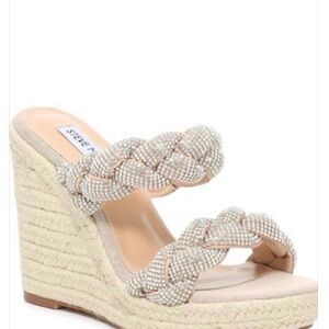 Steve Madden Braided Cream Wedge Sandals